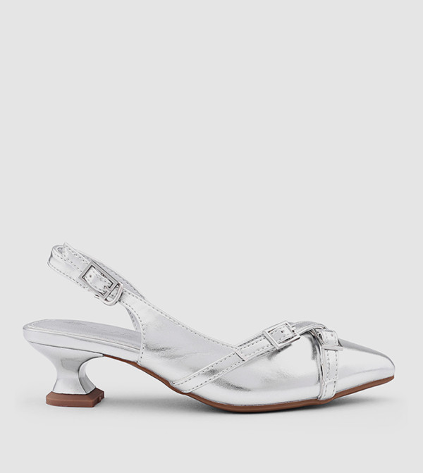 كابلي  أحذية كعب - فضي HEEL SANDALS