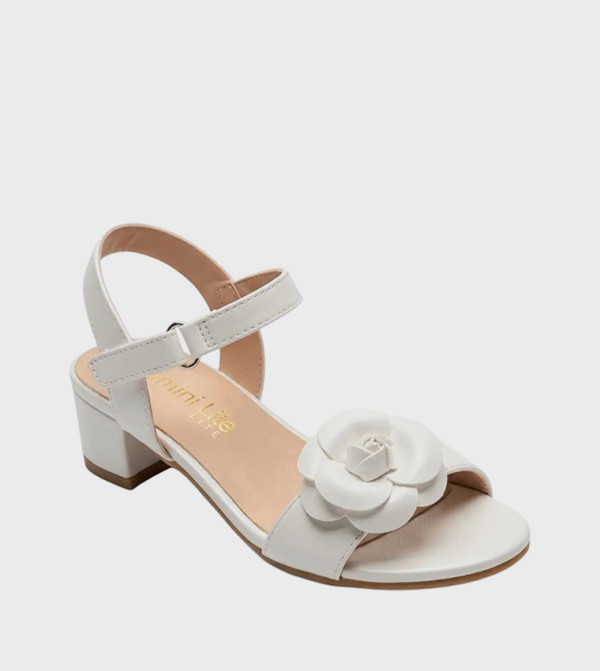 GEOOMNII Heel Sandals - White Heeled Sandals