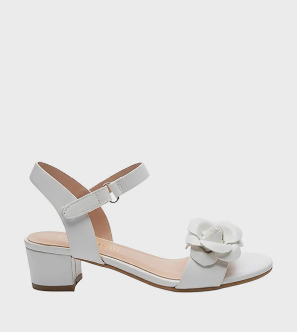 GEOOMNII Heel Sandals - White Heeled Sandals