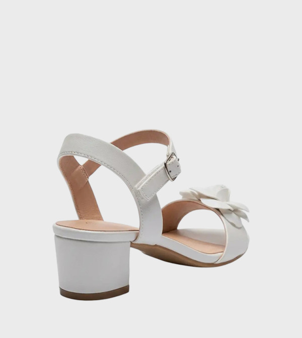 GEOOMNII Heel Sandals - White Heeled Sandals