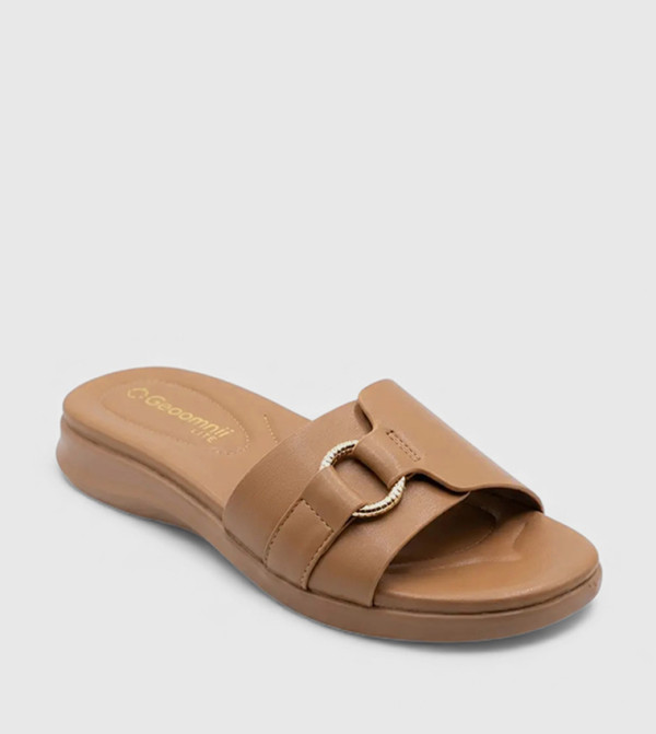GEOOMNII GEOOMNII - Tan Flat Sandals