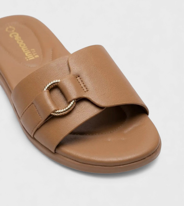 GEOOMNII GEOOMNII - Tan Flat Sandals