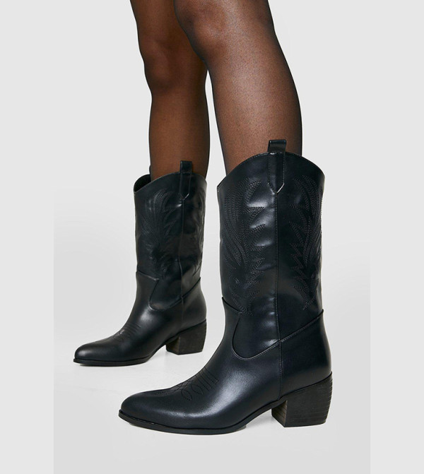 boohoo  Calf Boots - Black Calf Boots