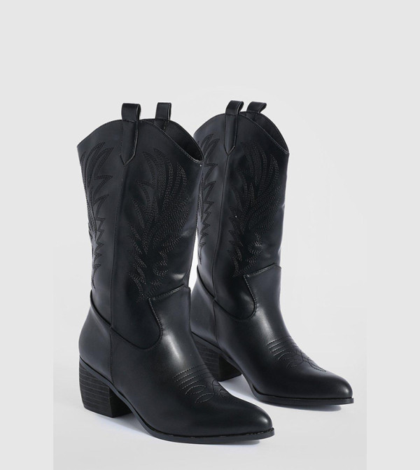 boohoo  Calf Boots - Black Calf Boots
