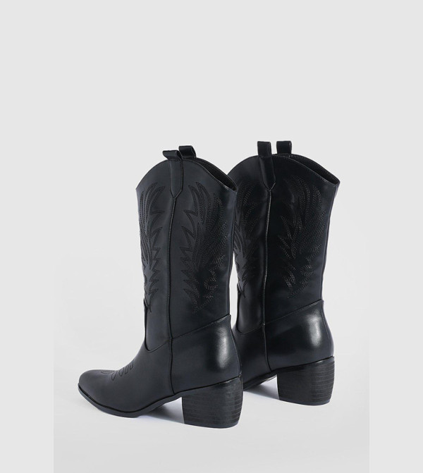 boohoo  Calf Boots - Black Calf Boots