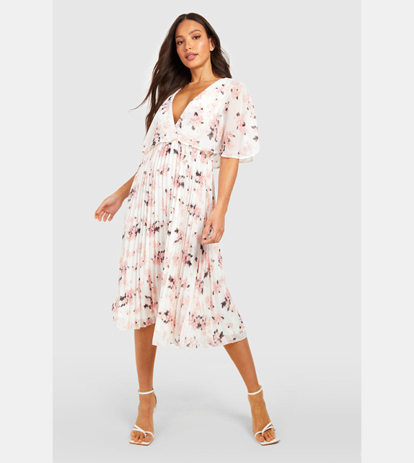 بوهو - اوتليت بوهو - أبيض Midi Dresses