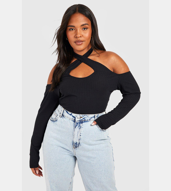 boohoo Tops - Black Tops & T-shirts