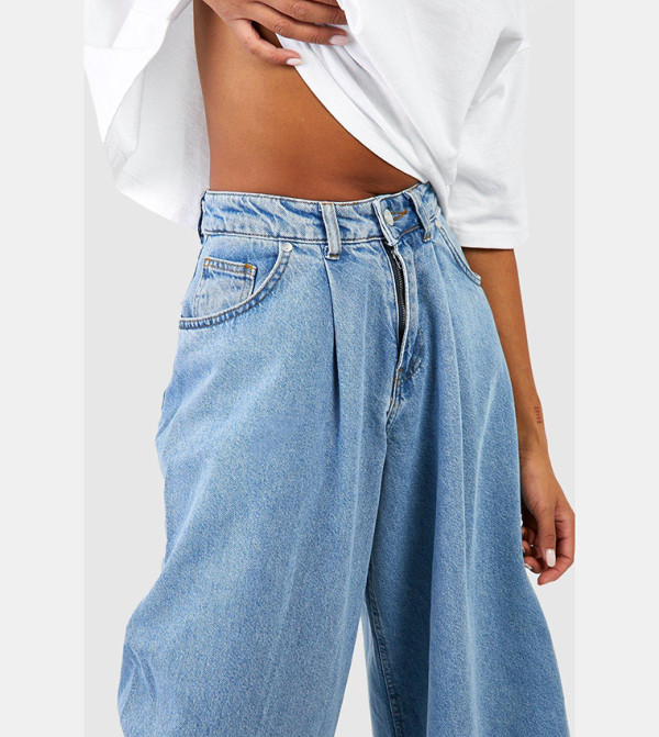 boohoo - Express boohoo - Light Blue Wide Leg Jeans