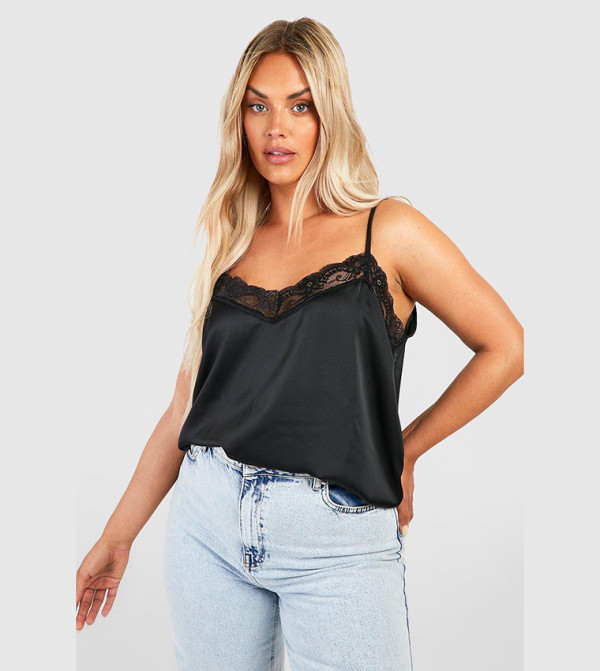 بوهو  مقاس كبير - أسود بلايز وقمصان