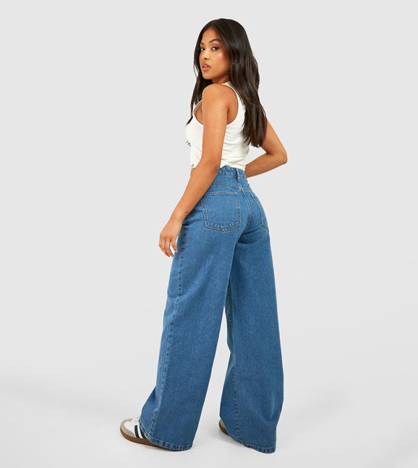 boohoo - Express boohoo - Blue Wide Leg Jeans
