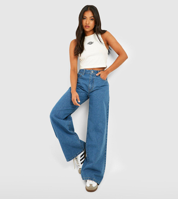 boohoo - Express boohoo - Blue Wide Leg Jeans