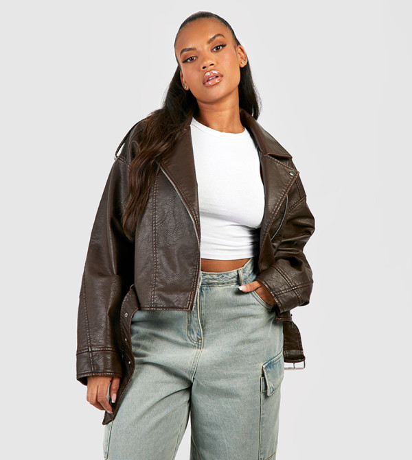 boohoo  Plus Size - Brown Jackets & Coats