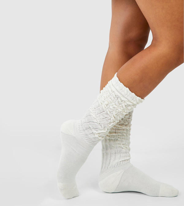 boohoo  Crew Socks - Ecru Crew Socks