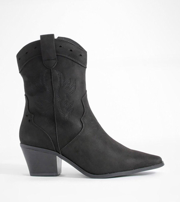 بوهو  بوت لمنتصف الساق - أسود Mid Calf Boots