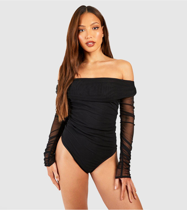 boohoo Bodysuit - Black Bodysuit & Cropped