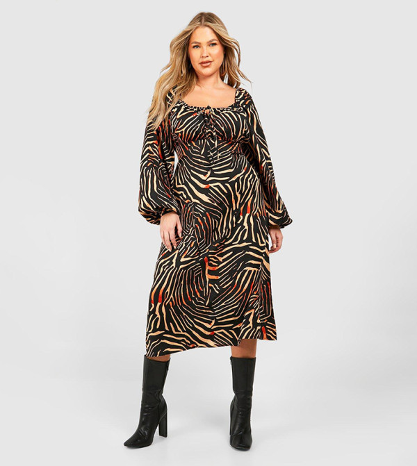 بوهو - اوتليت مقاس كبير - بني فساتين