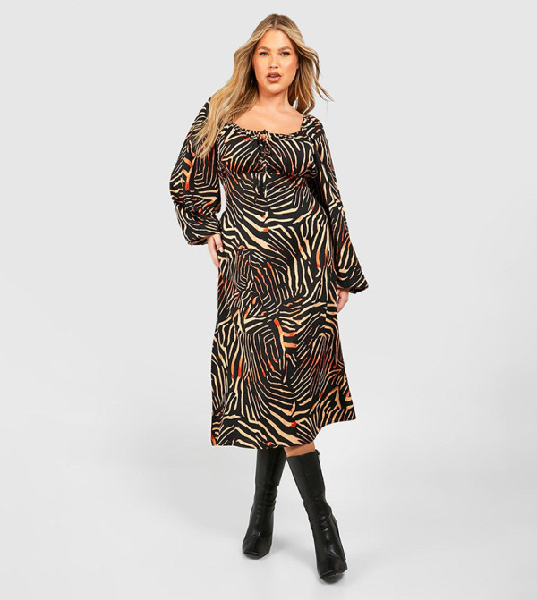 بوهو - اوتليت مقاس كبير - بني فساتين