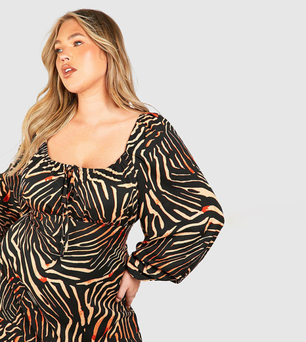 بوهو - اوتليت مقاس كبير - بني فساتين