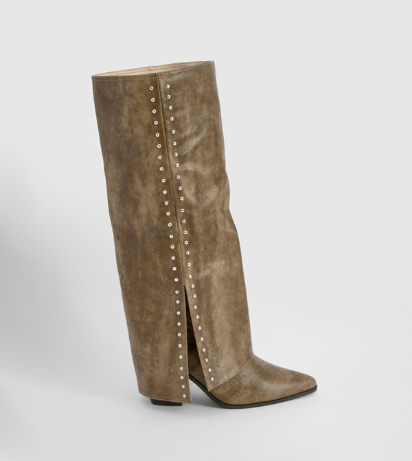 بوهو  بوت لمنتصف الساق - بني  Mid Calf Boots