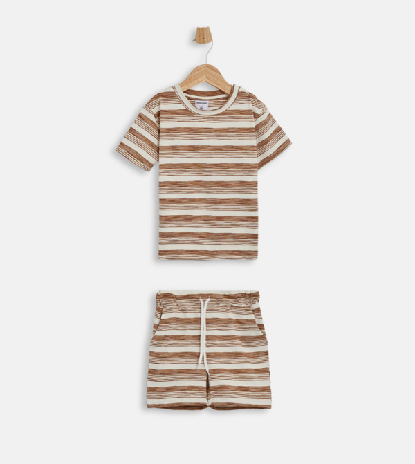 BABIES & MORE Striped Short Sleeves T-Shirt and Shorts Set