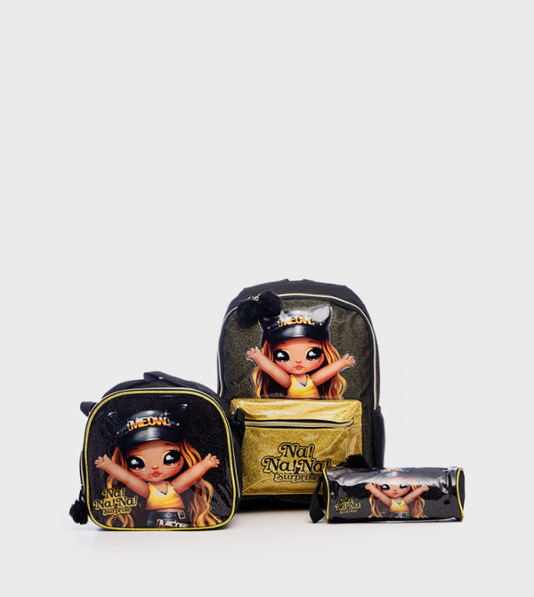 نانانا  - أسود طقم حقائب ظهر بعجلات