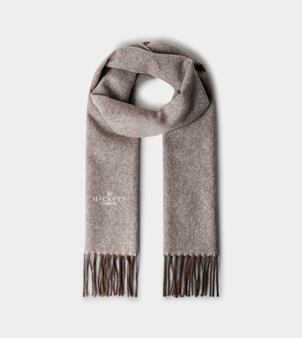 Hackett  Scarves - Taupe Knitted Scarves