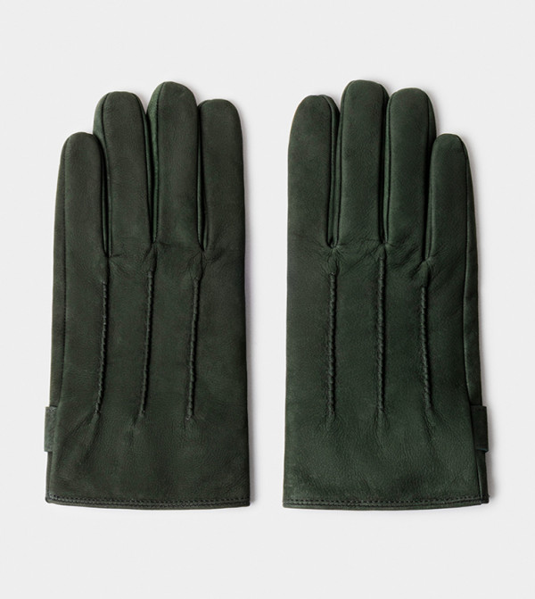 Hackett Gloves - Green Leather