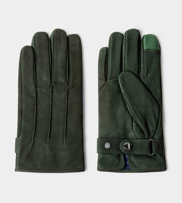Hackett Gloves - Green Leather