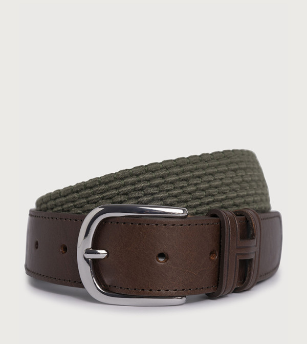هاكيت  أحزمة جلدية - أخضر Leather Belts
