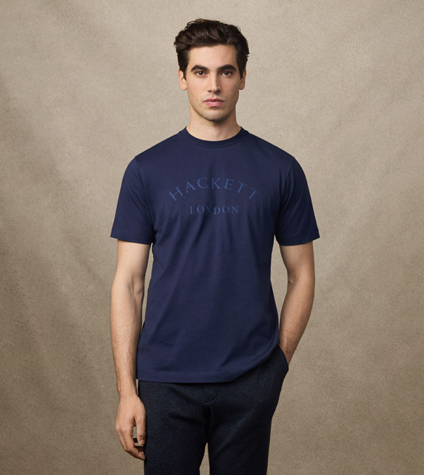 Hackett  T-Shirts - Navy Round Neck T-Shirts