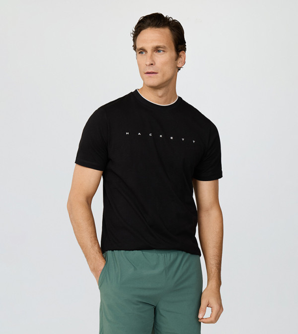 هاكيت  تيشيرتات كاجوال - أسود Round Neck T-Shirts