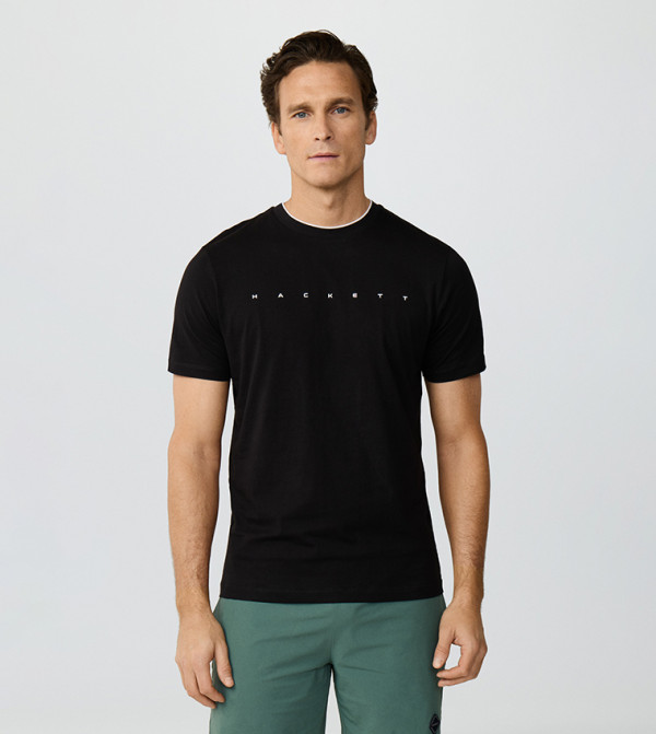 هاكيت  تيشيرتات كاجوال - أسود Round Neck T-Shirts