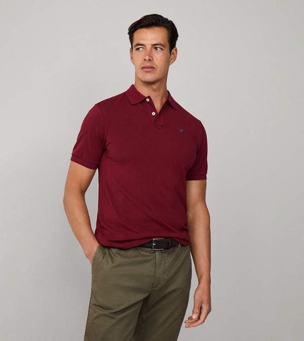 Hackett  T-Shirts - Burgundy Polo T-shirts