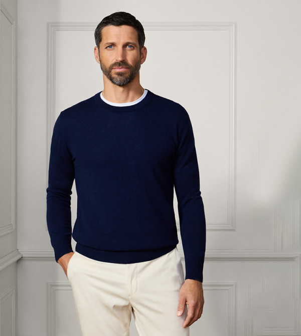 هاكيت  سترات و كارديغانات  - كحلي Round Neck Sweaters
