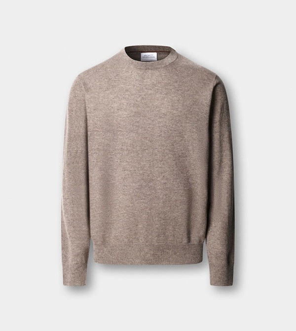 هاكيت  سترات و كارديغانات  - بيج Round Neck Sweaters