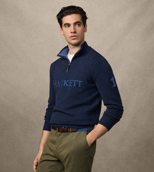 هاكيت سترات بياقة السلحفاة - كحلي Turtle neck Sweaters