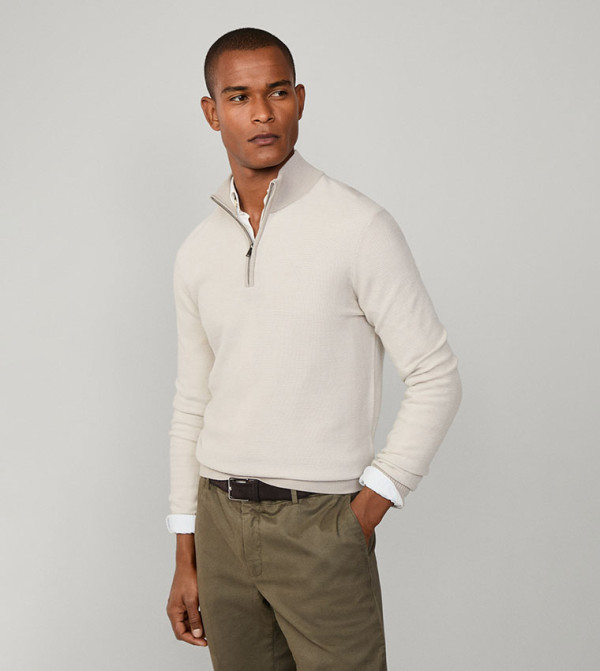 هاكيت سترات بياقة السلحفاة - كريمي Turtle neck Sweaters