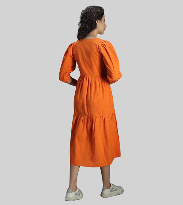 High Star  - Orange Midi Dresses