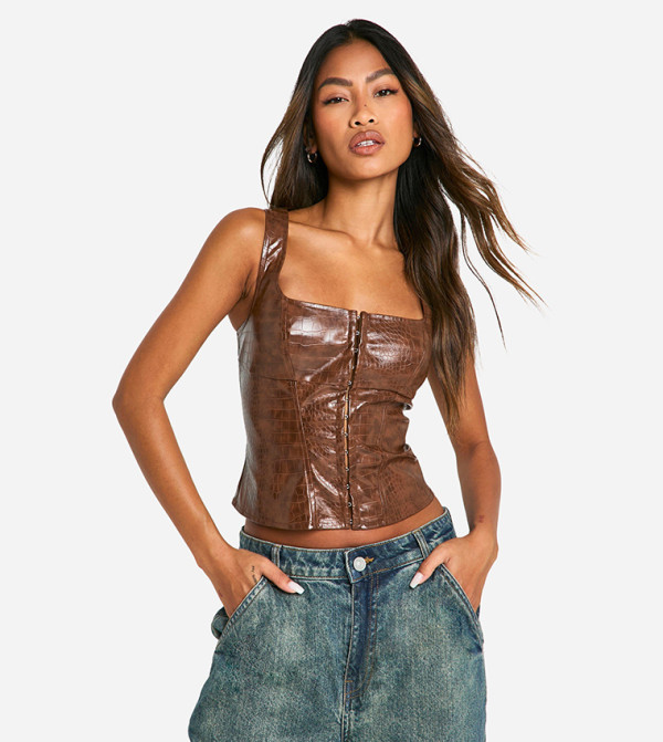 بوهو  corset-bubble-edit - بني  Sleeveless Tops