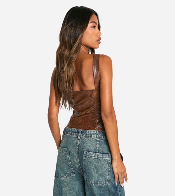 بوهو  corset-bubble-edit - بني  Sleeveless Tops