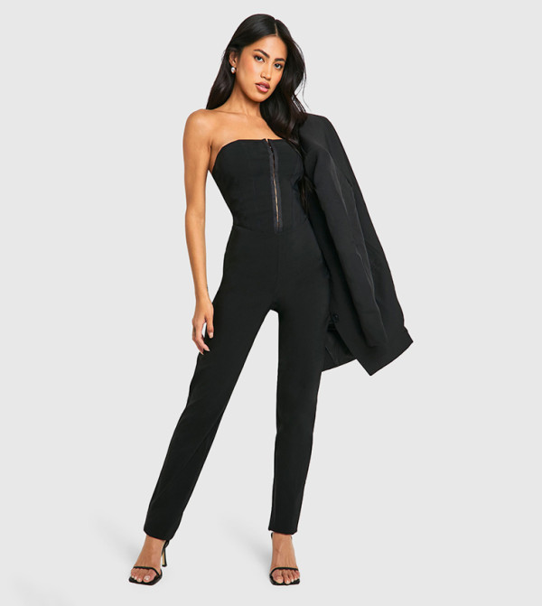 بوهو - اوتليت  افرولات وجمبسوت - أسود جيمسوت