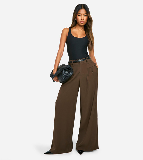 boohoo  Casual Pants - Brown Casual Pants