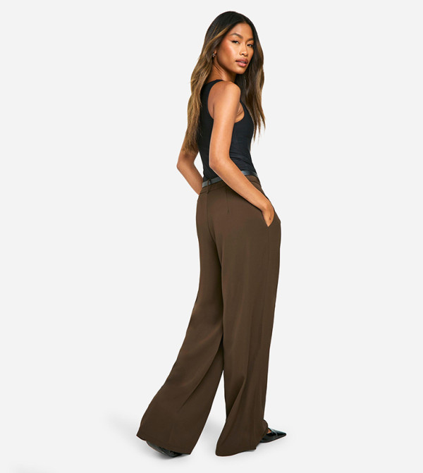 boohoo  Casual Pants - Brown Casual Pants
