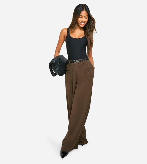 boohoo  Casual Pants - Brown Casual Pants