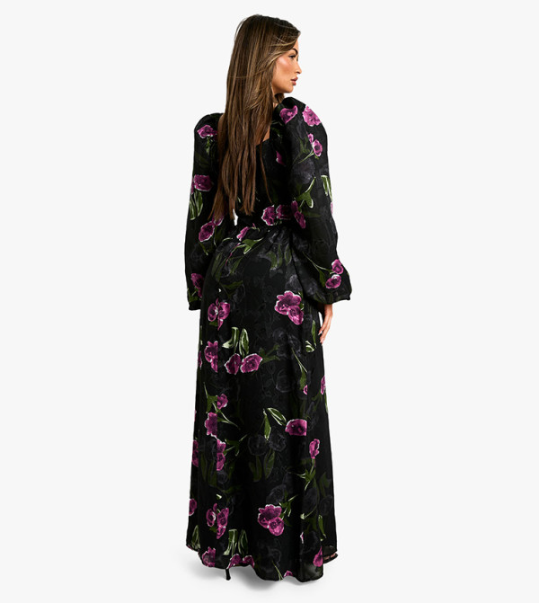 بوهو - اوتليت  floral-dresses-march - أسود Maxi Dresses
