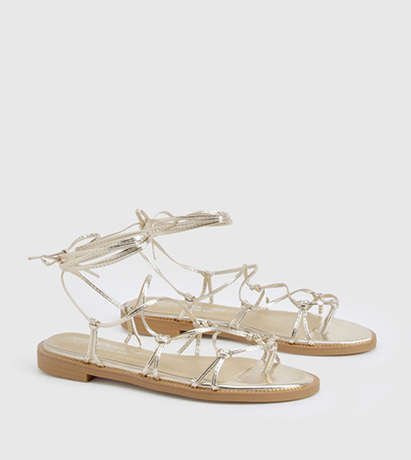 boohoo  - Gold Flat Sandals