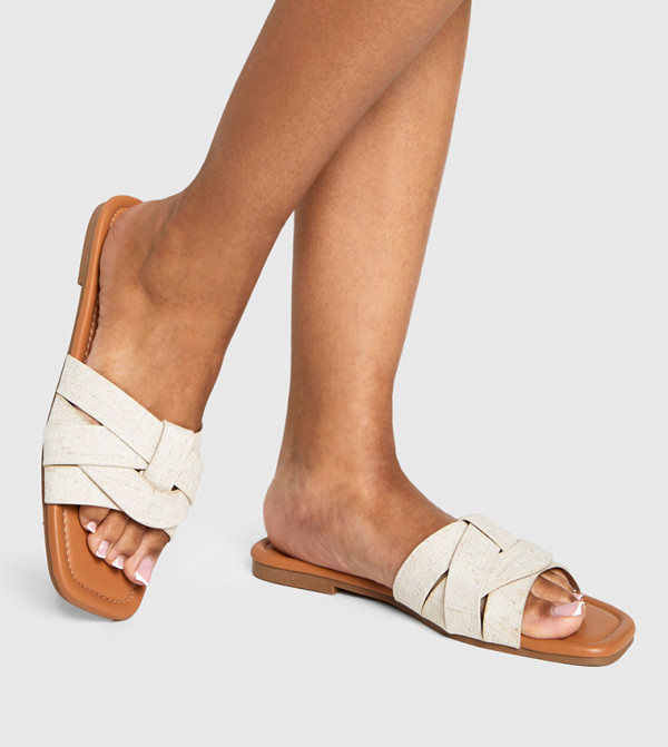 بوهو  pool-party - طبيعي Flat Sandals