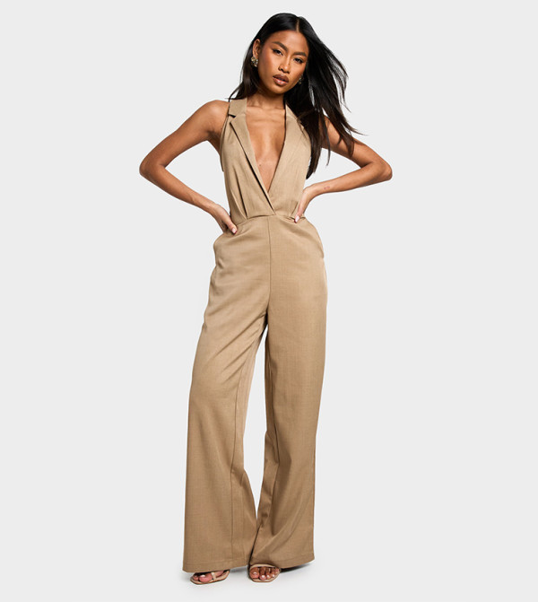 boohoo - Express  Jumpsuits - Beige Jumpsuits
