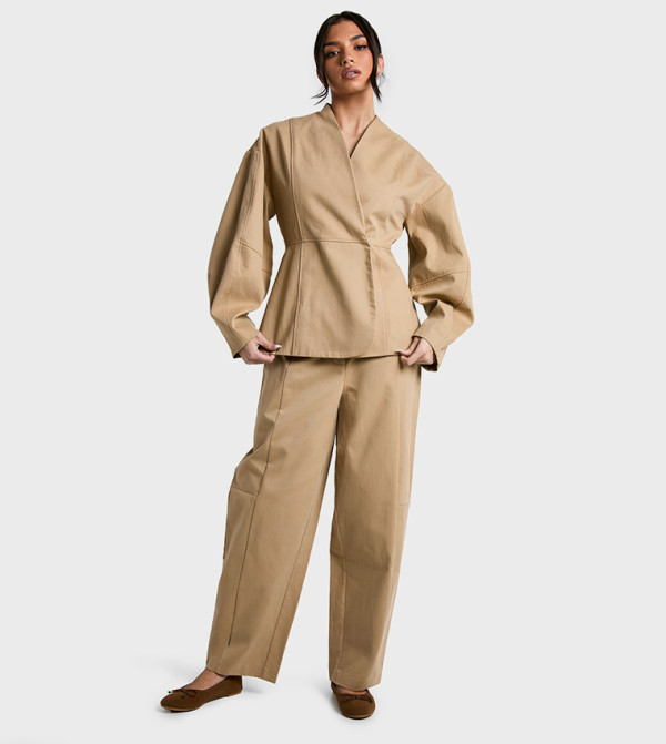 boohoo  Pants & Leggings - Beige Casual Pants