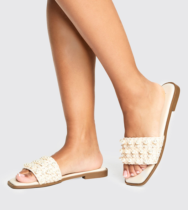 بوهو  pool-party - بيج Flat Sandals